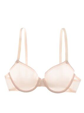 CUUP The Demi Blush Semi Sheer Mesh Bra 44E NWT